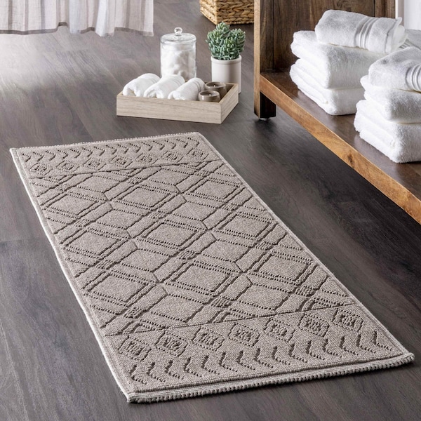 Nuloom Ethan Textured Trellis Bath Mat 1ft 5in x 2ft PSKO05C1502 Zoro